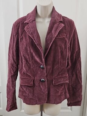 Free People | Byron Corduroy Retro Blazer Jacket Cotton Blend Burgundy Size S
